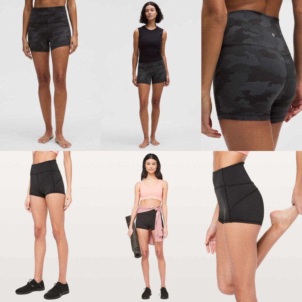2PC- Lululemon Shorts  Align High-Rise 4" Camo +Align High-Rise 2.5" Black